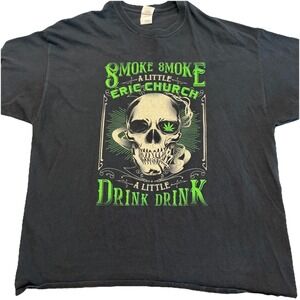 Vintage Y2K Eric Church Band Mens 2XL Skull Smoke A Little Graphic Shirt  Drink
